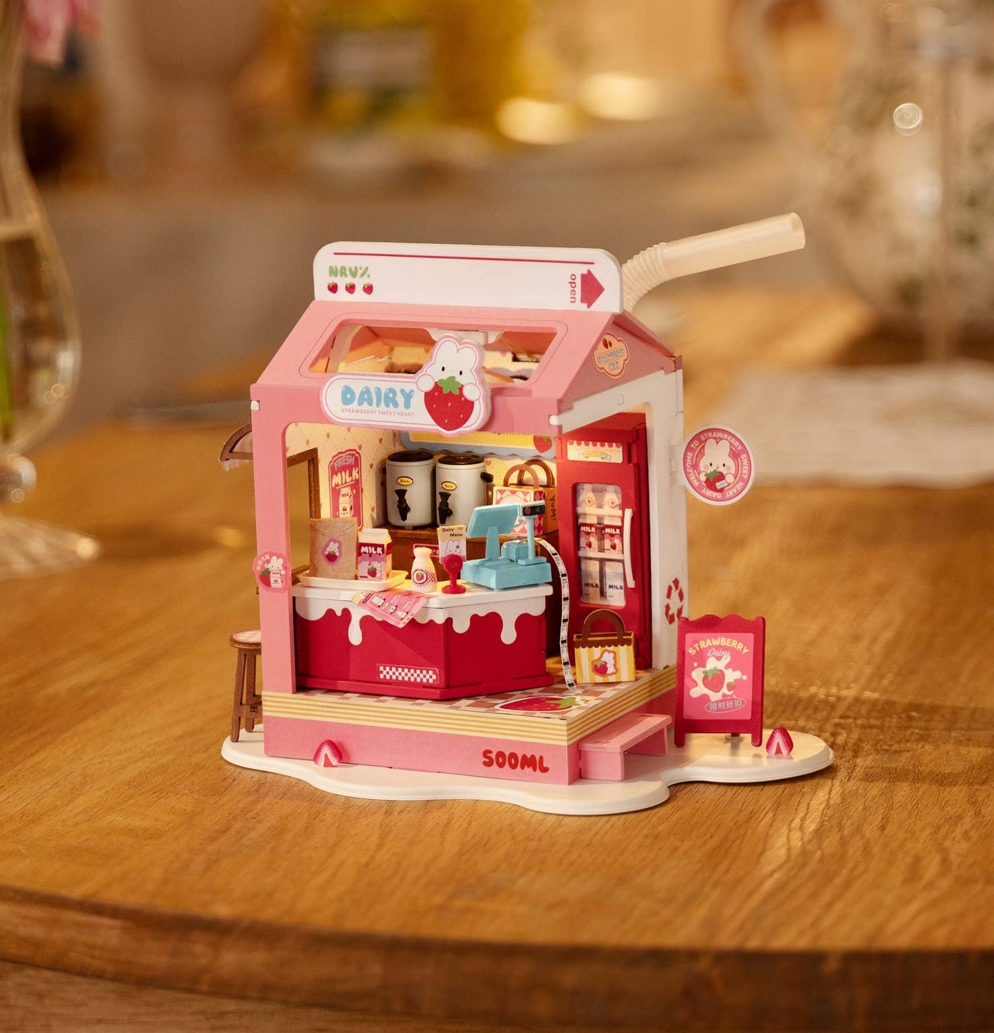 Strawberry Milk Box ROBOTIME Rolife DIY Miniature House