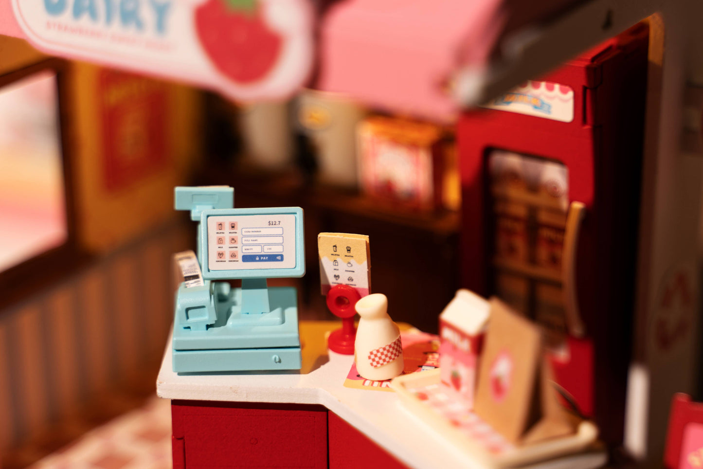 Strawberry Milk Box ROBOTIME Rolife DIY Miniature House