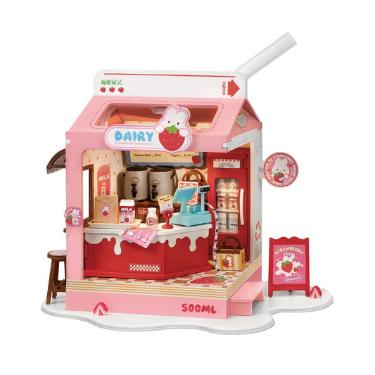 Strawberry Milk Box ROBOTIME Rolife DIY Miniature House